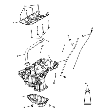 Jeep Grand Cherokee 2011-2020 Engine Oiling, Oil Pan And Indicator (Dipstick) Sealer