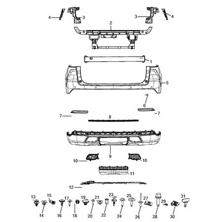 Jeep Grand Cherokee 2021-Present Rear Bumper And Fascia Nut