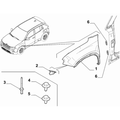 Jeep Avenger 2023-Present Bodyshell, Panels (Front Part) Screw