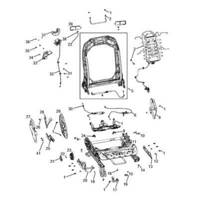 Jeep Wrangler 2018-Present Front Seats – Adjusters, Recliners, Shields And Risers Bracket