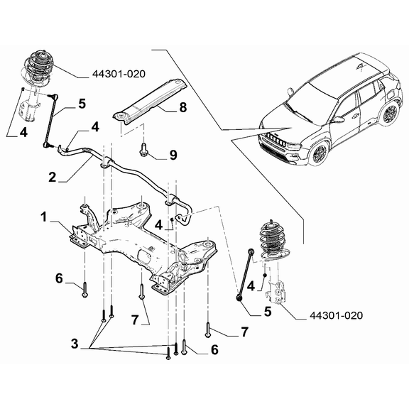 Jeep Avenger 2023-Present Front Suspension Torsion Bar