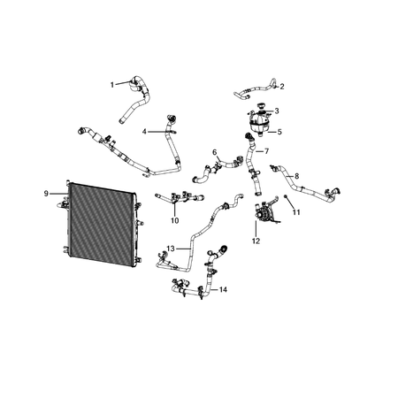 Jeep Wrangler 2018-Present Radiator And Related Parts; Charge Air Cooler Hose