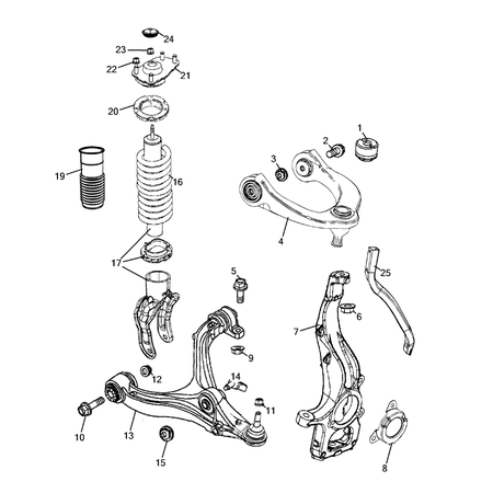 Jeep Grand Cherokee 2011-2020 Front Suspension, Strut And Cradle Spring