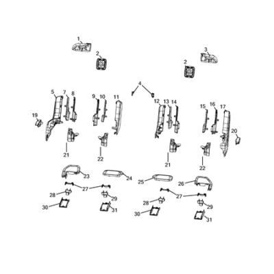 Jeep Grand Cherokee 2021-Present Rear Seats – Second Row Adjusters, Recliners, Shields And Risers Cover