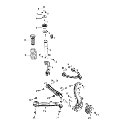 Jeep Grand Cherokee 2021-Present Front Suspension, Strut And Cradle Shock Absorber