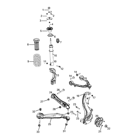 Jeep Grand Cherokee 2021-Present Front Suspension, Strut And Cradle Spring