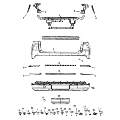 Jeep Grand Cherokee 2021-Present Rear Bumper And Fascia Moulding