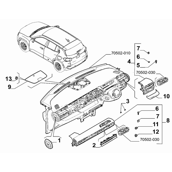 Jeep Avenger 2023-Present Instrument Panel Moulding