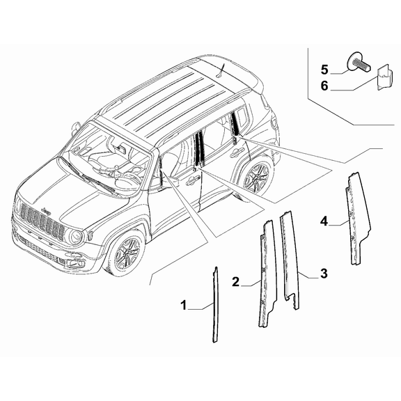 Jeep Renegade 2015-Present Outer Trim Mouldings Covering