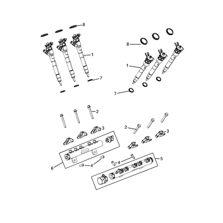 Jeep Wrangler 2018-Present Fuel Rail And Injectors Screw