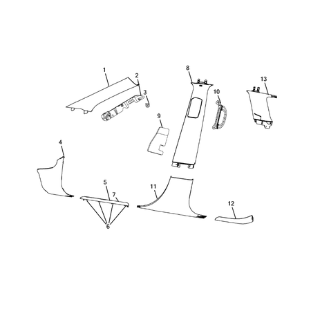 Jeep Grand Cherokee 2011-2020 Panels-Moldings-Scuff Plates, Pillar, Cowl, 1/4 Panel Trim And Cargo Covers Clip