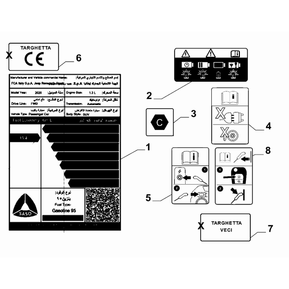 Jeep Renegade 2015-Present Prescription And Information Name Plate Plate