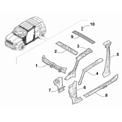 Jeep Renegade 2015-Present Bodyshell,Structure (Central Part) Side Rail