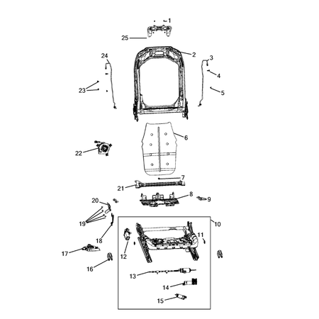 Jeep Grand Cherokee 2021-Present Front Seats – Adjusters, Recliners, Shields And Risers Bracket