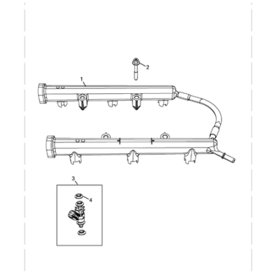 Jeep Wrangler 2018-Present Fuel Rail And Injectors Ring