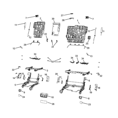 Jeep Cherokee 2014-2018 Rear Seats – Second Row – Adjusters, Recliners, Shields And Risers Covering