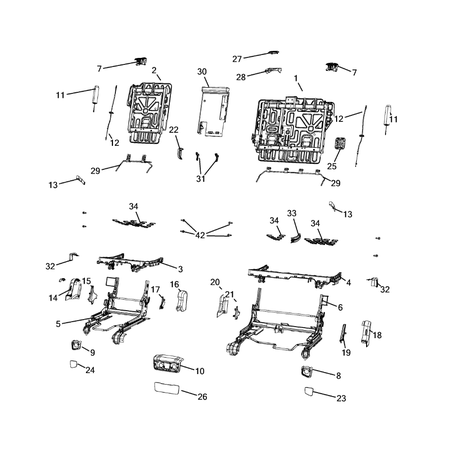 Jeep Cherokee 2014-2018 Rear Seats – Second Row – Adjusters, Recliners, Shields And Risers Protection