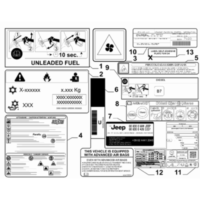 Jeep Renegade 2015-Present Prescription And Information Name Plate Plate