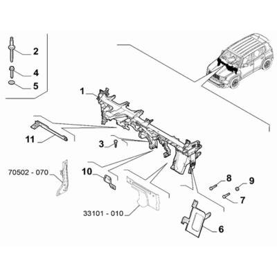 Jeep Renegade 2015-Present Bodyshell,Structure (Front Part) Crossrail