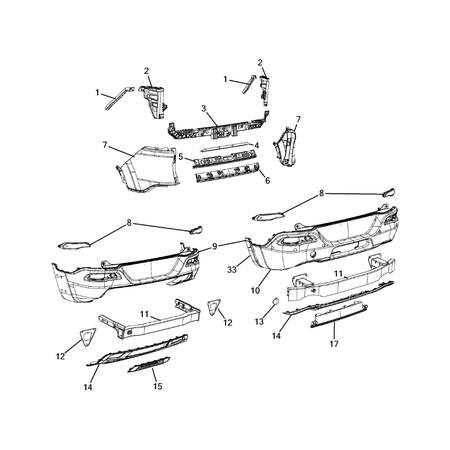 Jeep Cherokee 2014-2018 Rear Bumper And Fascia Clip