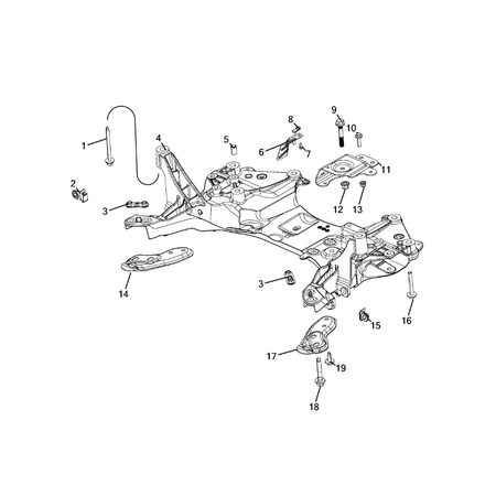 Jeep Cherokee 2014-2018 Front Suspension, Strut And Cradle Crossrail