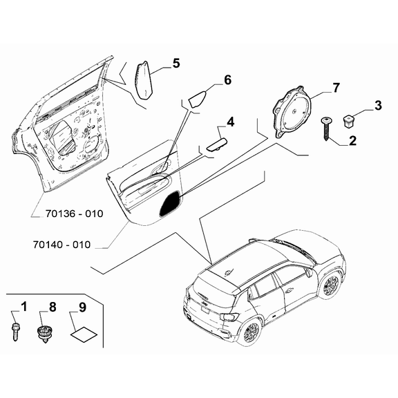 Jeep Avenger 2023-Present Accesory For Panels Rear Door Screw