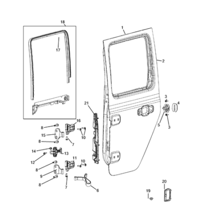 Jeep Wrangler 2018-Present Rear Door Deflector