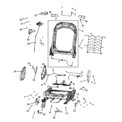 Jeep Wrangler 2018-Present Front Seats – Adjusters, Recliners, Shields And Risers Bracket