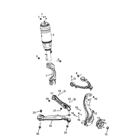 Jeep Grand Cherokee 2021-Present Front Suspension, Strut And Cradle Shock Absorber