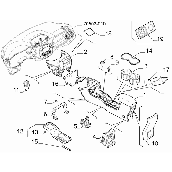 Jeep Renegade 2015-Present Dashboard (Console) Utility Holder