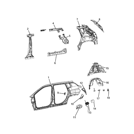 Jeep Compass 2017-Present Aperture Panel, Pillar Supports And Cab Back Filler Tube