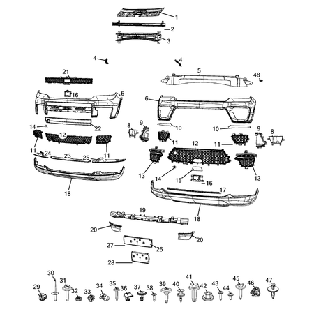 Jeep Grand Cherokee 2021-Present Front Bumper And Fascia Plate Support