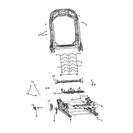 Jeep Grand Cherokee 2021-Present Front Seats – Adjusters, Recliners, Shields And Risers Clip