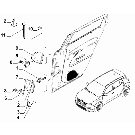 Jeep Avenger 2023-Present Side Rear Doors Screw