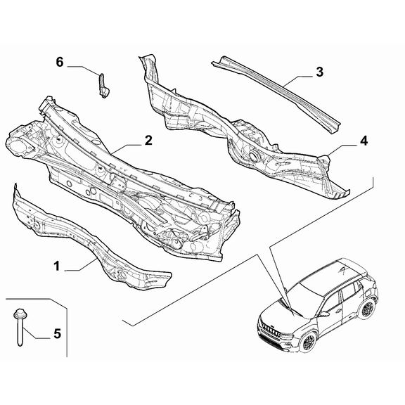 Jeep Avenger 2023-Present Bodyshell,Structure (Front Part) Dash/Panel