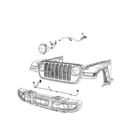 Jeep Wrangler 2018-Present Wiring, Headlamp To Dash Cable Harness