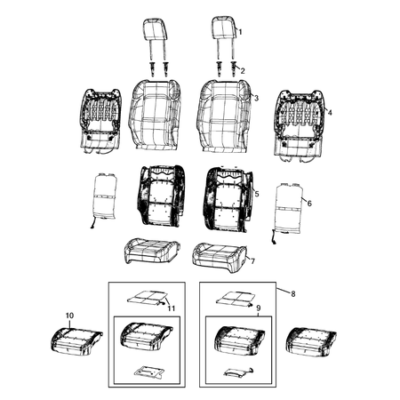 Jeep Wrangler 2018-Present Front Seats – First Row Back Lining