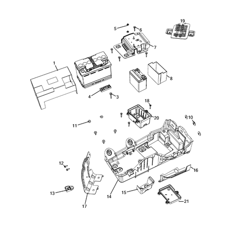 Jeep Wrangler 2018-Present Battery, Battery Tray And Cables Carrier