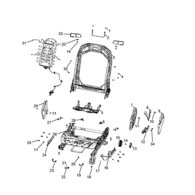 Jeep Wrangler 2018-Present Front Seats – Adjusters, Recliners, Shields And Risers Handle