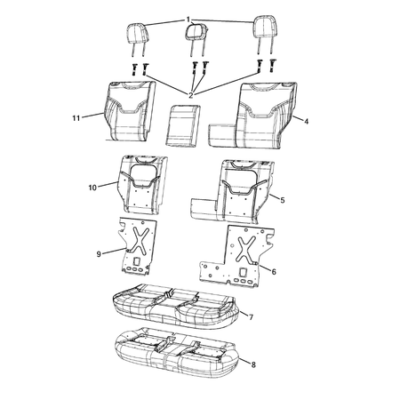 Jeep Compass 2017-Present Rear Seats – Second Row Headrest