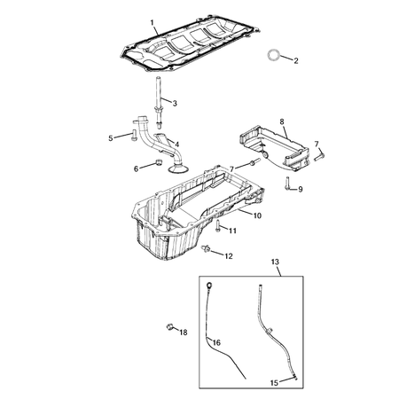 Jeep Grand Cherokee 2011-2020 Engine Oiling, Oil Pan And Indicator (Dipstick) Screw And Washerassy