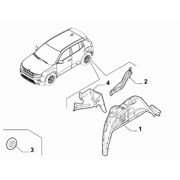 Jeep Avenger 2023-Present Bodyshell,Structure (Rear Part) Nut