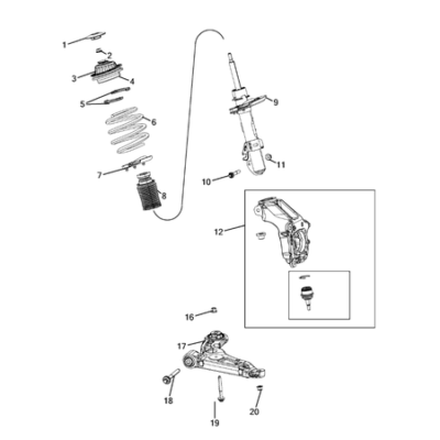 Jeep Cherokee 2014-2018 Front Suspension, Strut And Cradle Shock Absorber