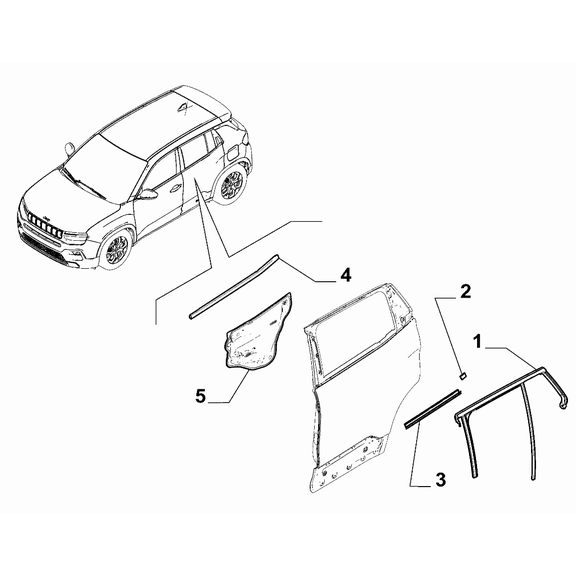 Jeep Avenger 2023-Present Side Rear Doors Seal Gasket