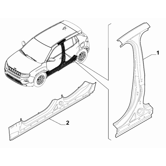 Jeep Avenger 2023-Present Bodyshell, Panels (Central Part) Metal Lining