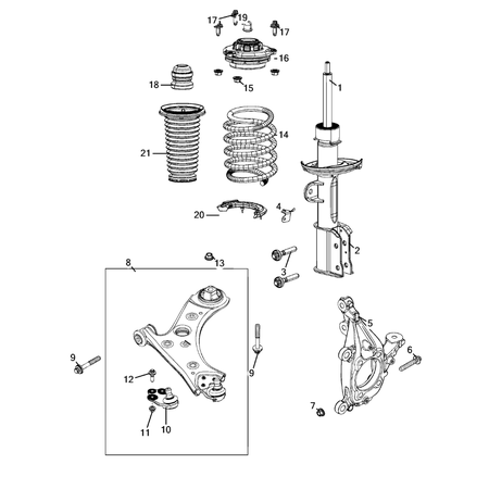 Jeep Compass 2017-Present Front Suspension, Strut And Cradle Clip