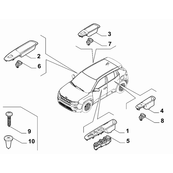 Jeep Avenger 2023-Present Various Control Push Buttons And Switches Ornament