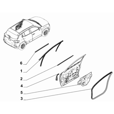 Jeep Avenger 2023-Present Side Front Doors Seal Gasket