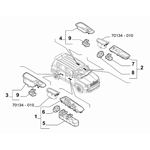 Jeep Renegade 2015-Present Various Control Push Buttons And Switches Switch Panel