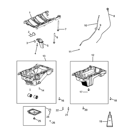 Jeep Grand Cherokee 2021-Present Engine Oiling, Oil Pan And Indicator (Dipstick) Screw